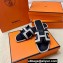 Hermes Oran Sandals in Calfskin Black and canvas (original quality)