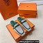 Hermes Groupie mules in H canvas and calfskin Green with miniature permabrass-plated Paris buckle (original quality)