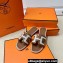 Hermes Oran Sandals in Calfskin Brown and canvas White (original quality)