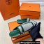 Hermes Groupie mules in H canvas and calfskin Green with miniature permabrass-plated Paris buckle (original quality)