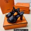 Hermes Elancée Sandals in calfskin Black (original quality)