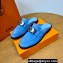 Hermes Iota mules in suede goatskin Blue with iconic oversized Kelly buckle (original quality)