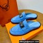 Hermes Iota mules in suede goatskin Blue with iconic oversized Kelly buckle (original quality)