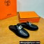 Hermes Iota mules in calfskin Black with iconic oversized Kelly buckle (original quality)