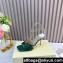JIMMY CHOO  HEEL 8.5CM Saeda Green Satin Sandals with Crystal Embellishment 2024