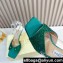 JIMMY CHOO  HEEL 8.5CM Saeda Green Satin Sandals with Crystal Embellishment 2024