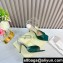 JIMMY CHOO  HEEL 8.5CM Saeda Green Satin Sandals with Crystal Embellishment 2024