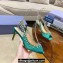 Aquazzura Heel 7.5cm Temptation Crystal Satin Sandals Green 2024