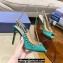 Aquazzura Heel 10cm Temptation Crystal Satin Sandals Green 2024