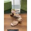 Gucci Heel 8cm Women's Horsebit GG Canvas and leather Sandals Nude Pink 2024