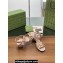 Gucci Heel 8cm Women's Horsebit GG Canvas and leather Sandals Nude Pink 2024