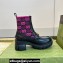 Gucci Heel 6cm Women's Horsebit ankle boots with GG jersey Black/Fuchsia 2024