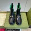 Gucci Heel 6cm Women's Horsebit ankle boots with GG jersey Black/Green 2024