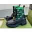 Gucci Heel 6cm Women's Horsebit ankle boots with GG jersey Black/Green 2024