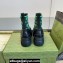Gucci Heel 6cm Women's Horsebit ankle boots with GG jersey Black/Green 2024