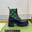 Gucci Heel 6cm Women's Horsebit ankle boots with GG jersey Black/Green 2024