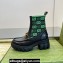 Gucci Heel 6cm Women's Horsebit ankle boots with GG jersey Black/Green 2024