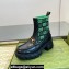 Gucci Heel 6cm Women's Horsebit ankle boots with GG jersey Black/Green 2024