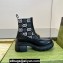Gucci Heel 6cm Women's Horsebit ankle boots with GG jersey Black/White 2024
