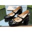 Gucci Heel 5.5cm Women's Horsebit pumps with Strap patent leather Black 2024