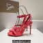 Christian Louboutin Heel 10cm Mafaldina Spikes Leather Sandals Red 2024