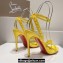 Christian Louboutin Heel 10cm Mafaldina Spikes Leather Sandals Yellow 2024