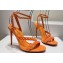 Christian Louboutin Heel 10cm Mafaldina Spikes Leather Sandals Orange 2024