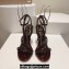 Christian Louboutin Heel 10cm Mafaldina Spikes Leather Sandals Coffee 2024