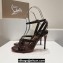 Christian Louboutin Heel 10cm Mafaldina Spikes Leather Sandals Coffee 2024