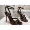 Christian Louboutin Heel 10cm Mafaldina Spikes Leather Sandals Coffee 2024