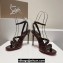 Christian Louboutin Heel 10cm Mafaldina Spikes Leather Sandals Coffee 2024