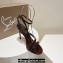 Christian Louboutin Heel 10cm Mafaldina Spikes Leather Sandals Coffee 2024