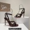 Christian Louboutin Heel 10cm Mafaldina Spikes Leather Sandals Coffee 2024