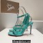 Christian Louboutin Heel 10cm Mafaldina Spikes Leather Sandals Green 2024
