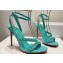 Christian Louboutin Heel 10cm Mafaldina Spikes Leather Sandals Green 2024