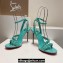 Christian Louboutin Heel 10cm Mafaldina Spikes Leather Sandals Green 2024