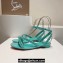 Christian Louboutin Heel 1.5cm Mafaldina Spikes Leather Sandals Green 2024