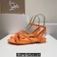 Christian Louboutin Heel 1.5cm Mafaldina Spikes Leather Sandals Orange 2024