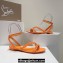 Christian Louboutin Heel 1.5cm Mafaldina Spikes Leather Sandals Orange 2024