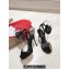 Christian Louboutin Heel 10cm Button Flower Strass Loubi Queen Alta Sandals Black 2024