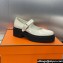 Hermes Heel 4.5cm Hoxton oxford Mary Jane shoes in glazed calfskin White 2024