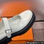 Hermes Heel 4.5cm Hoxton oxford Mary Jane shoes in glazed calfskin White 2024