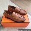 Hermes Kennedy loafers in supple calfskin Brown with "H" cut-out detail 2024