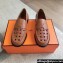 Hermes Kennedy loafers in supple calfskin Brown with "H" cut-out detail 2024