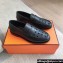 Hermes Kennedy loafers in supple calfskin Black with "H" cut-out detail 2024
