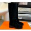 Hermes Heel 4.5cm Horse boots in suede calfskin Black 2024