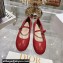 Dior Dioramour Ballet Flats with Strap in Quilted Cannage Calfskin Red 2024