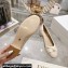 Dior Heel 5cm Ballet Pumps with Grosgrain bow and Pearl in Quilted Cannage Calfskin Beige 2024
