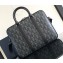 Dior Zipped Briefcase Bag in Black CD Diamond Canvas and Grained Calfskin 2024