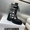 Dior Heel 4.5cm D-Major Ankle Boots in Black Calfskin with Deep Blue and Beige Embroidered Cannage Cotton 2024